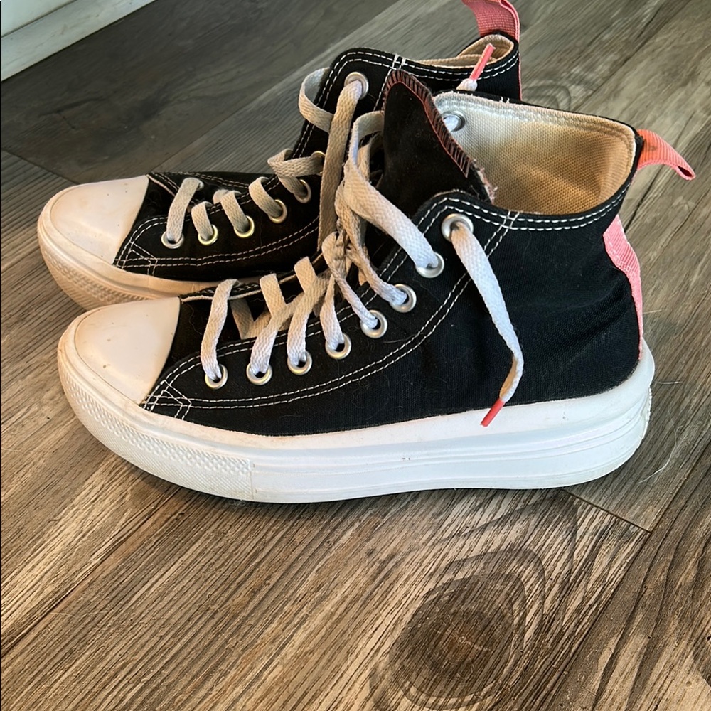 ⭐️ Converse all star Black High-Top Sneakers with Pink Accents